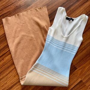 Wilfred Striped Ribbed Midi Dress - Cream, Light Blue & Tan